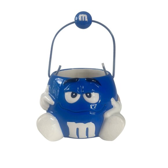 M&Ms Blue Character Ceramic Candy Holder Basket Collectible By Galerie - Picture 1 of 7